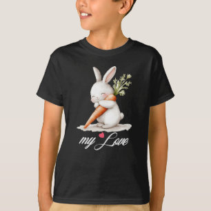 Watercolor Fluffy Bunny Carrot Love  T-Shirt