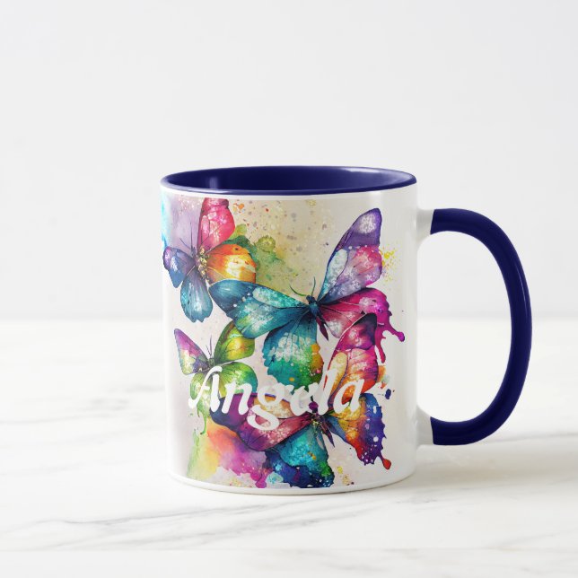 Watercolor Fluttering Butterflies Mug (Right)