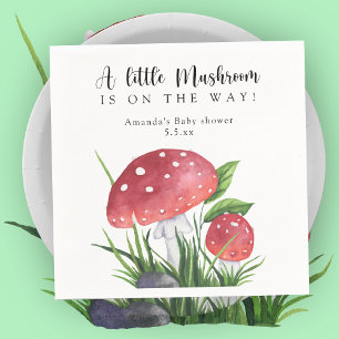 Watercolor fly agaric is on the way! baby shower  napkin