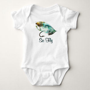 Watercolor Fly Fishing Lure art Baby Bodysuit