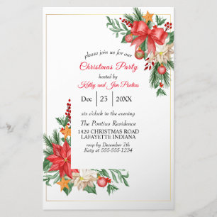 Watercolor Flyer Christmas Party Invitation