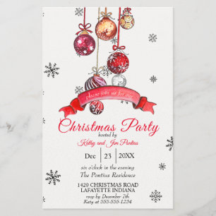 Watercolor Flyer Christmas Party Invitation