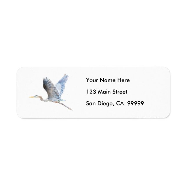 Watercolor Flying Blue Heron (Front)