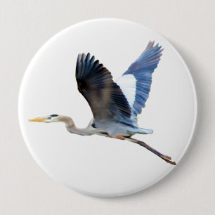 Watercolor Flying Blue Heron 10 Cm Round Badge