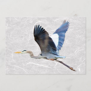 Watercolor Flying Blue Heron Invitation