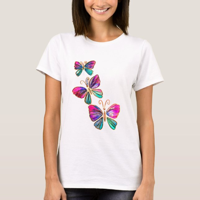 Watercolor Flying Butterflies T-Shirt (Front)