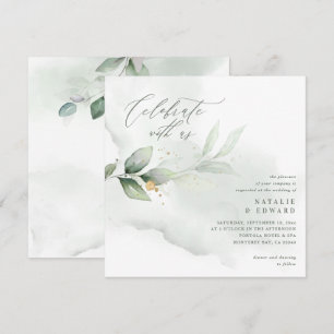 Watercolor foliage and metallic gold wedding