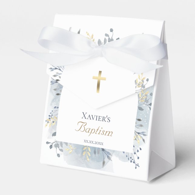 watercolor foliage Baptism Favour Box (Front Side)