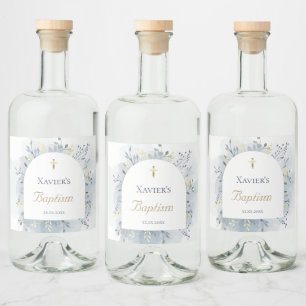 watercolor foliage Baptism Liquor Bottle Label
