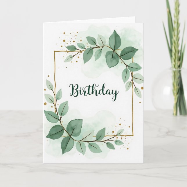 Watercolor Foliage Birthday Card (Front)