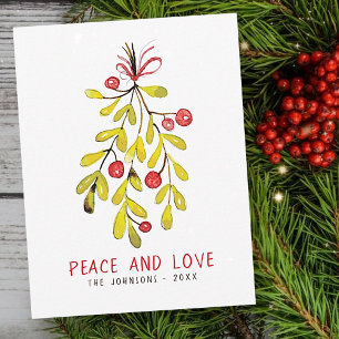 Watercolor Foliage Botanical Holly Berry Christmas Holiday Card