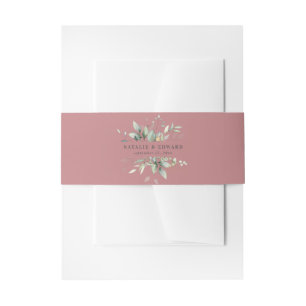 Watercolor foliage botanical Invitation Belly Band