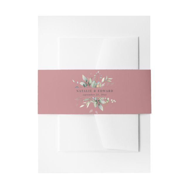 Watercolor foliage botanical Invitation Belly Band (Front Example)