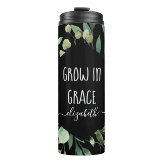 Watercolor Foliage Christian Quote Personalised Thermal Tumbler