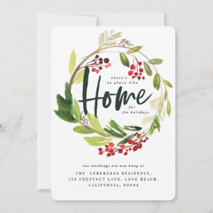 Watercolor foliage Christmas new home holiday Card
