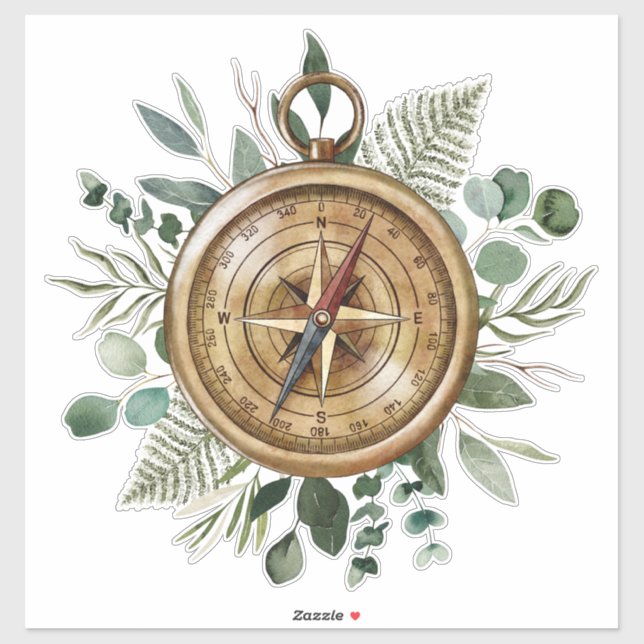 Watercolor Foliage Compass (Sheet)