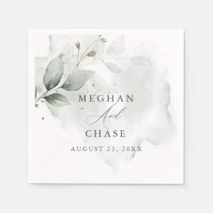 Watercolor  Foliage Dusty Green  Napkin