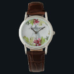 Watercolor foliage floral initial monogram watch<br><div class="desc">Watercolor foliage floral initial monogram personalised design. Ideal for birthday,  Christmas,  graduation,  wedding or any celebration.</div>