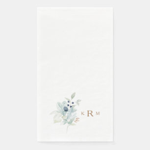  Watercolor Foliage Gold Monogram  Napkin