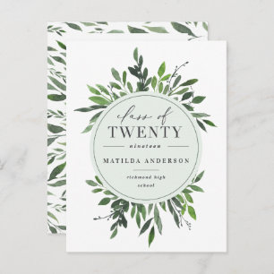 watercolor foliage graduation announcement/invite announcement postcard