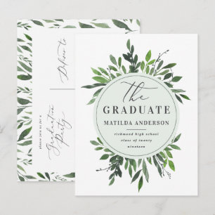watercolor foliage graduation announcement/invite announcement postcard