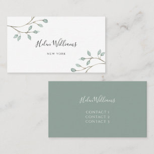 watercolor foliage greenery business card