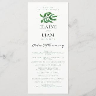 Watercolor Foliage Greenery Wedding Programs Programme