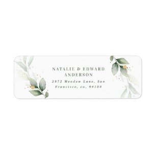 Watercolor foliage, metallic gold etherial modern