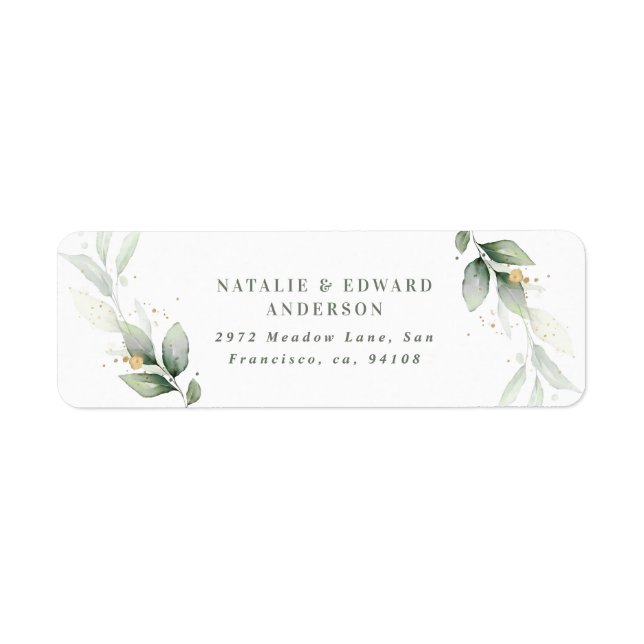 Watercolor foliage, metallic gold etherial modern (Front)