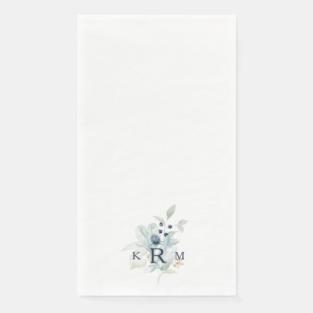 Watercolor Foliage Monogram   Napkin (Front)