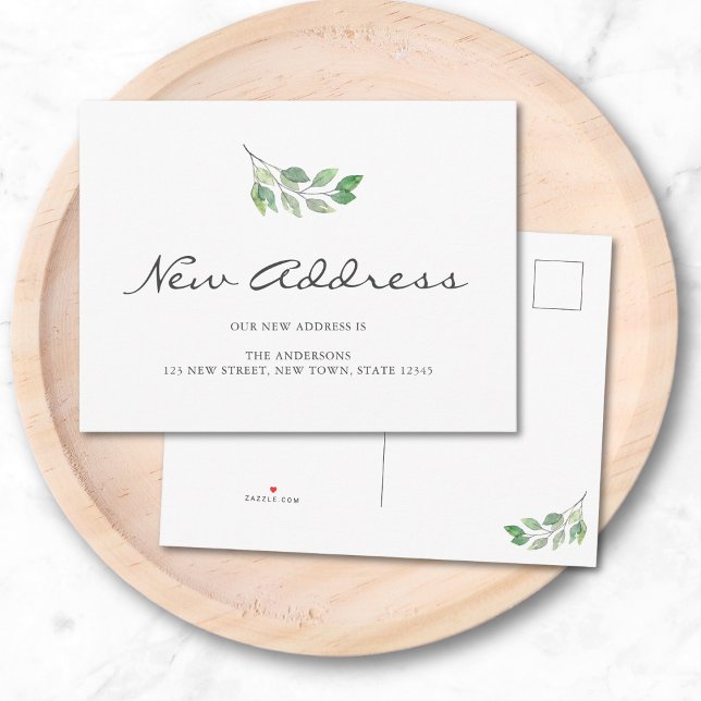 Watercolor Foliage Moving Announcement Postcard (Creator Uploaded)