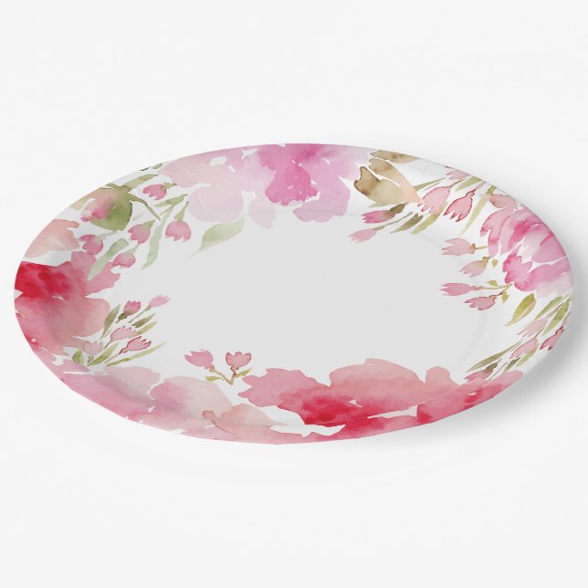 Watercolor Foliage Paper Plate (Angled)