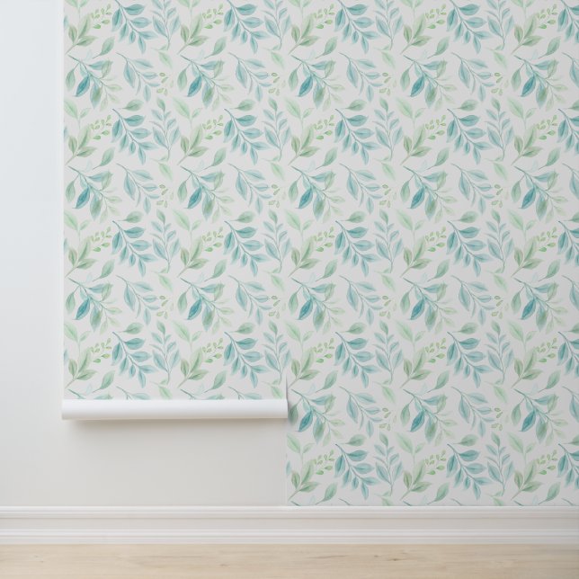 Watercolor Foliage Pattern Wallpaper (Application)