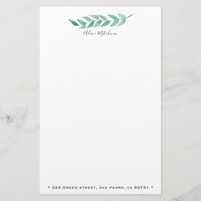 Watercolor Foliage ⎢Personalised Stationery (Front)