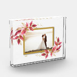 Watercolor Foliage Photo Block<br><div class="desc">This charming photo block features your favourite photo surrounded with a beautiful border of red, pink and gold leaves. CHANGE the date to the current year or you can delete it or add more information. Great as a gift or to display your favourite photo in your own home. *VERTICAL layout...</div>