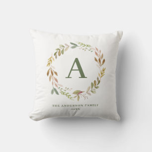 Watercolor foliage photo personalised gift cushion