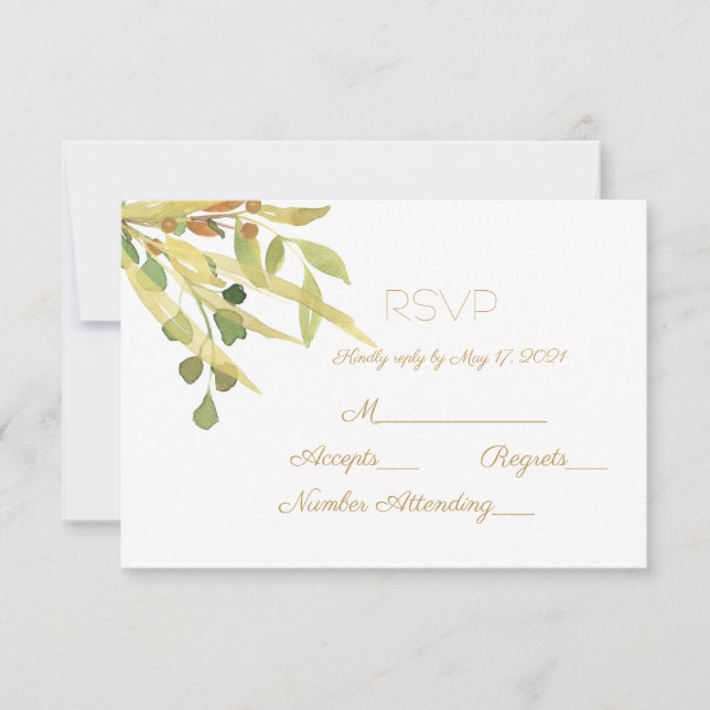 Watercolor Foliage RSVP Card (Front)