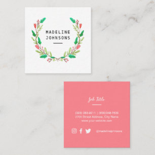 Watercolor Foliage Square Business Card