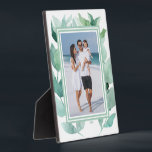 Watercolor Foliage Tabletop Photo Easel Plaque<br><div class="desc">Tabletop plaque with a built-in easel features your favourite photo accented with beautiful watercolor leaves on ANY COLOR BACKGROUND and any colour FRAMES to match your photo. CHANGE the date to the current year or you can delete it or add more information. Great as a gift or to display your...</div>