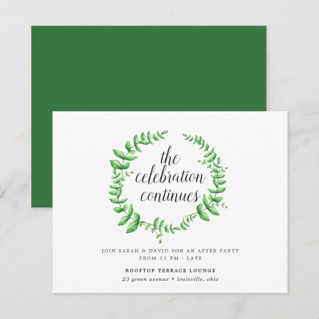 Watercolor Foliage Wedding After Party Invitation (Front/Back)