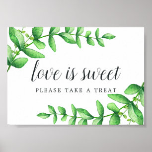 Watercolor Foliage Wedding Dessert Bar Sign