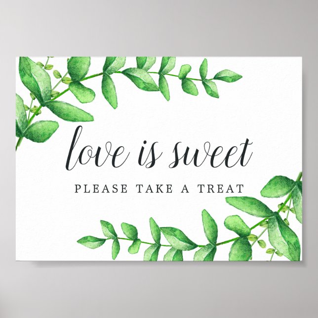 Watercolor Foliage  Wedding Dessert Bar Sign (Front)