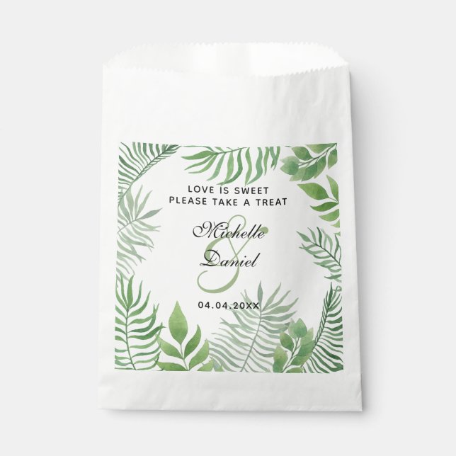 Watercolor Foliage Wedding Favour Bags (Front)