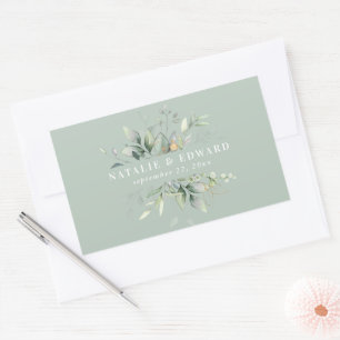 Watercolor foliage wedding favour rectangular sticker