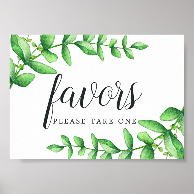 Watercolor Foliage Wedding Favour Sign (Front)