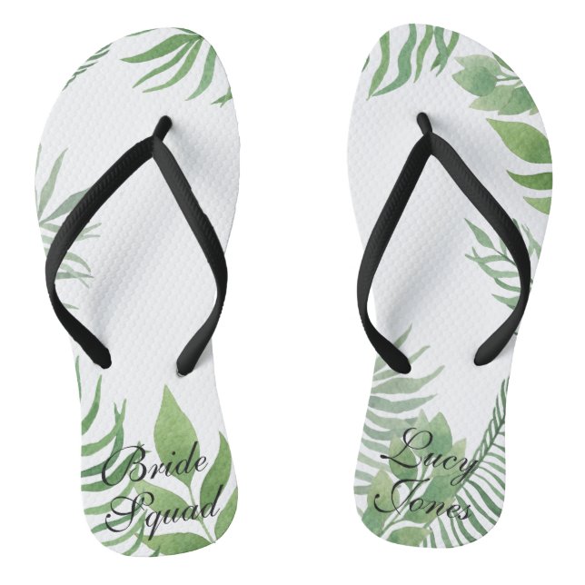 Watercolor Foliage Wedding Flip Flops (Footbed)