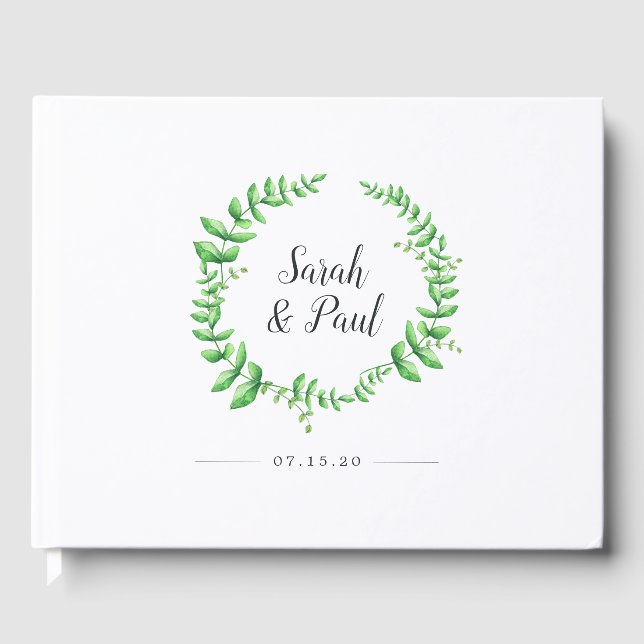 Watercolor Foliage Wedding Guest Book (Front)