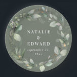 Watercolor foliage wedding party decor paper plate<br><div class="desc">Watercolor foliage wedding party decor. Colours can be changed. Part of a elegant wedding collection.</div>