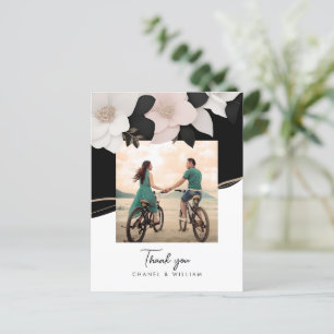 Watercolor foliage wedding photo thank you postcard