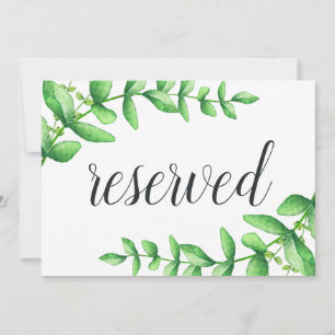 Watercolor Foliage Wedding Reserved Sign Card